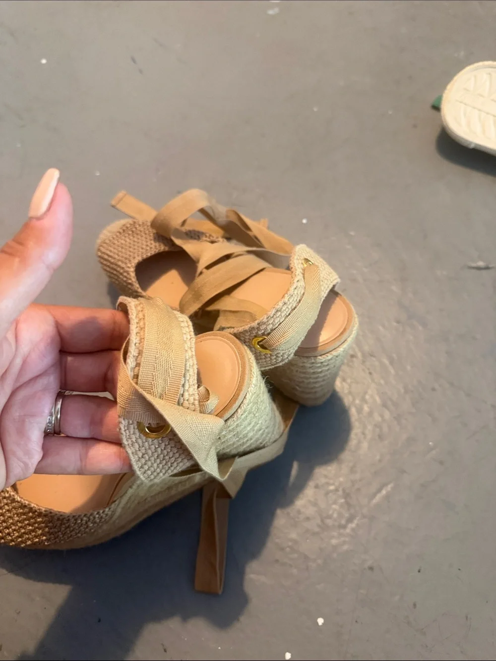 Zara Beige Woven Espadrille Tie-Up Sandals - Picture 8 of 11
